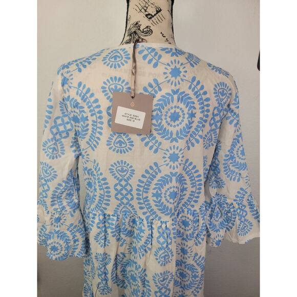 Saiph Lab Santorini Cotton Dress Womens SZ Medium Coastal Lagenlook NEW - Picture 7 of 12